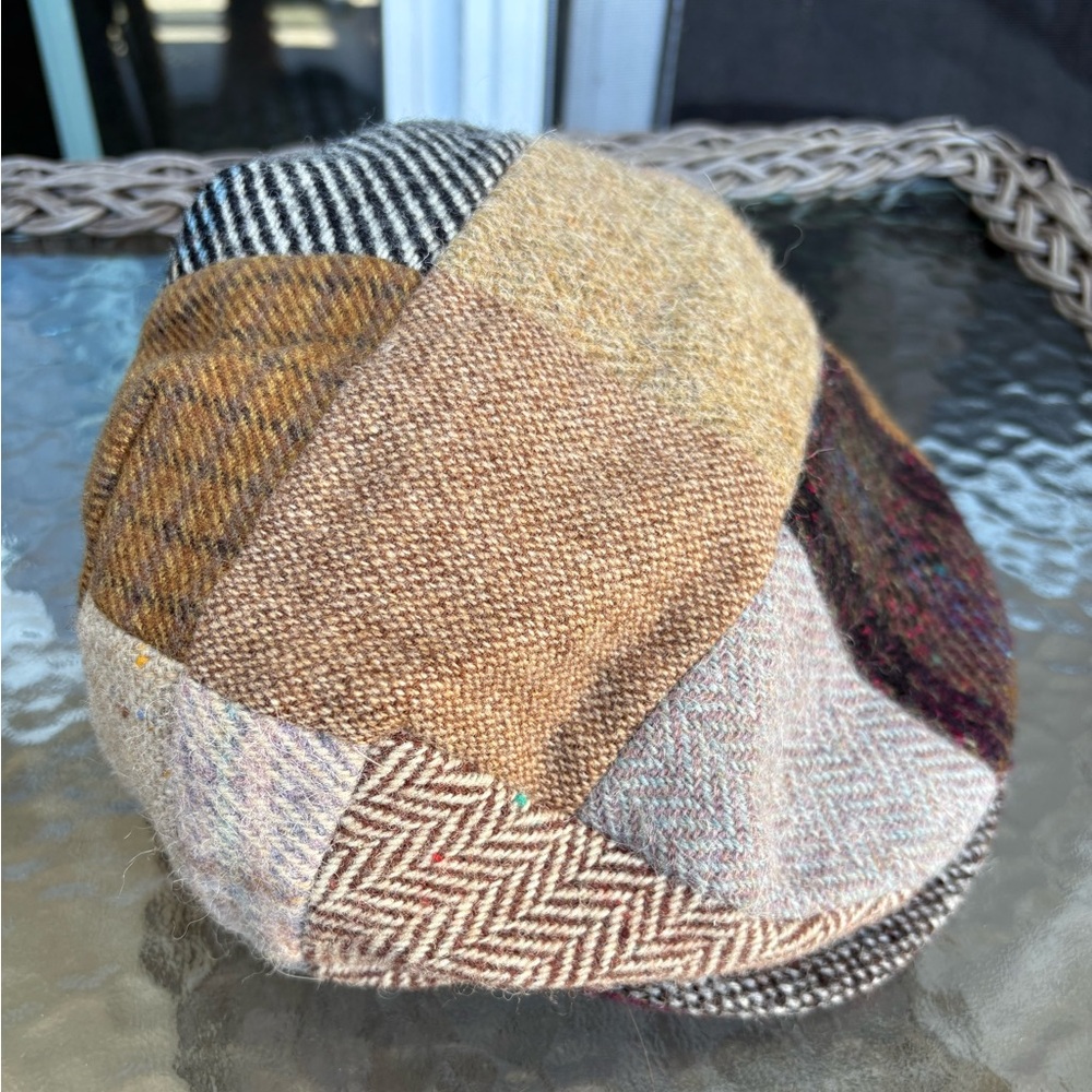 HANNA HATS Donegal Tweed Patchwork Newsboy Cap Size Medium